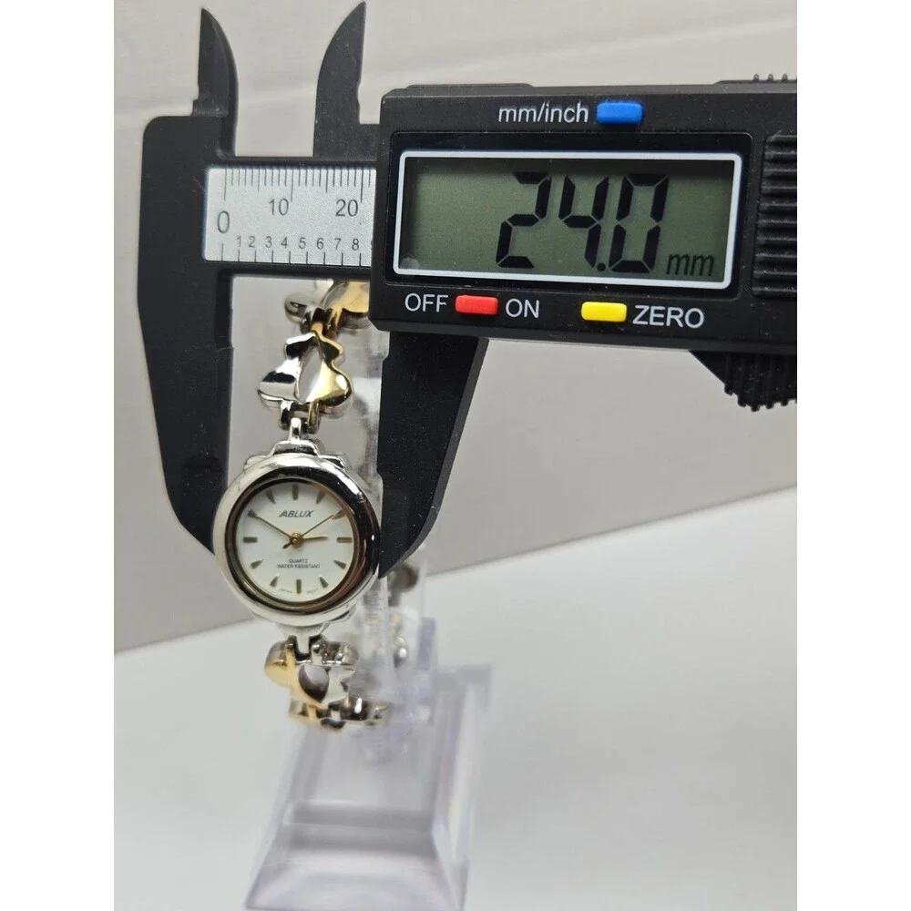 Womens Vintage Ablux Butterfly Bracelet Watch Gold Silver Two Tone New Battery